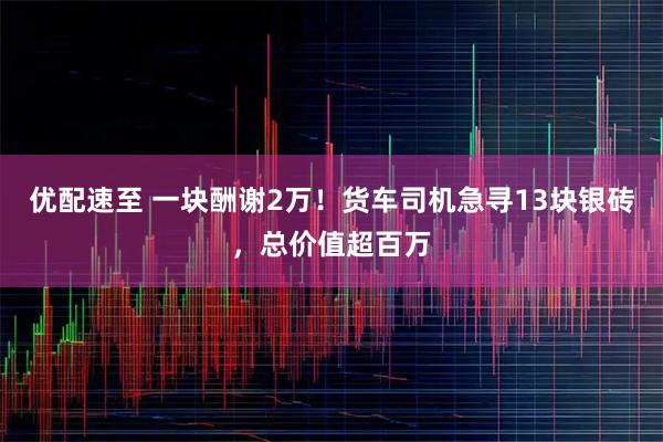 优配速至 一块酬谢2万！货车司机急寻13块银砖，总价值超百万