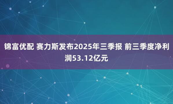 锦富优配 赛力斯发布2025年三季报 前三季度净利润53.12亿元